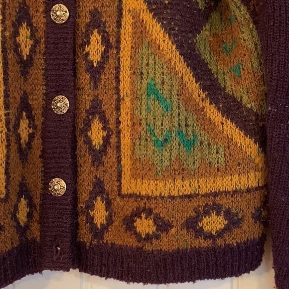 VTG Wilroy Wool Blend Southwest Aztec Geo Cardigan Sweater Women Medium Western - Picture 11 of 11